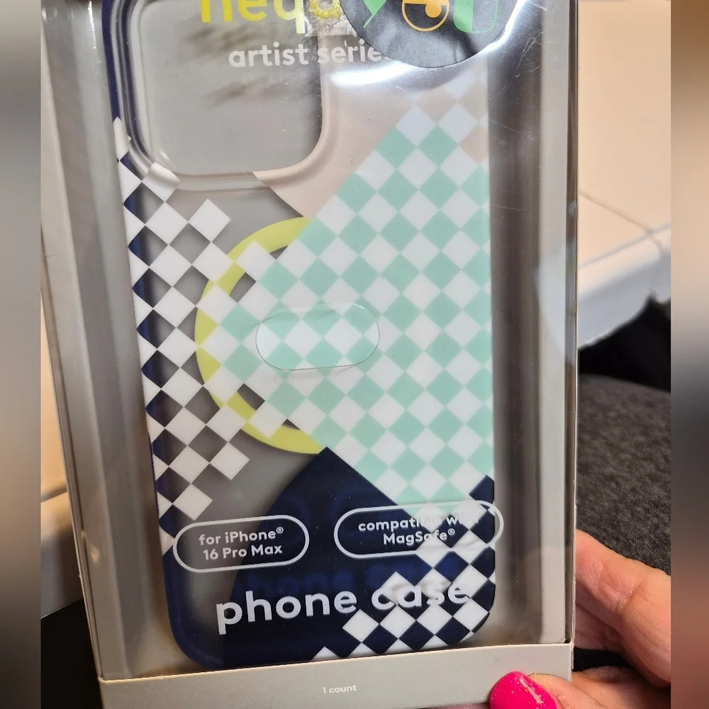 Heyday Artist Series iPhone 16 Pro Max Case - Blue and Green Checkered